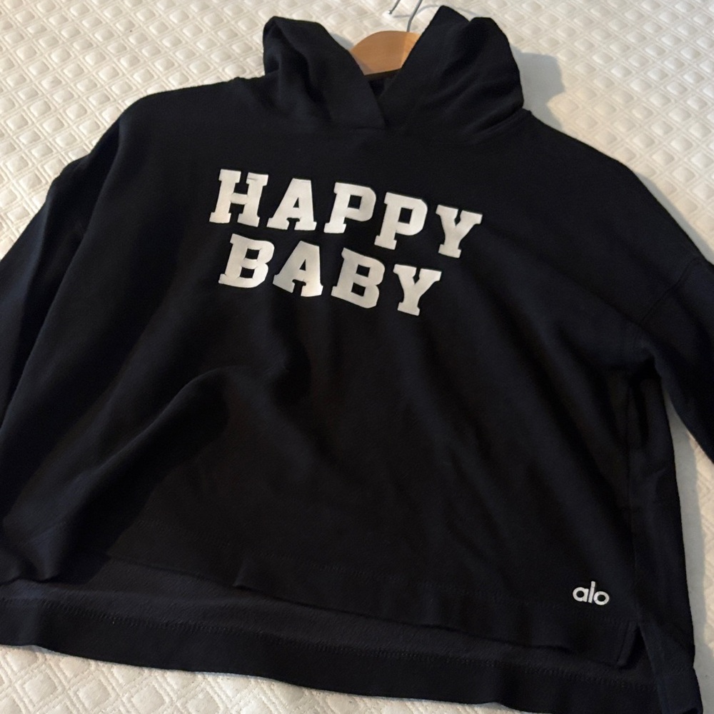 ALO brand Black 'Happy Baby' hoodie